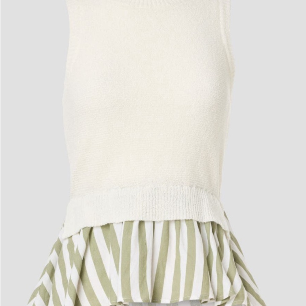 En Saison Cream and Green Tank Top